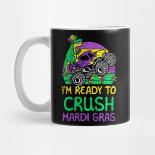 Kids Crush Mardi Gras Dino Monster Truck Mug